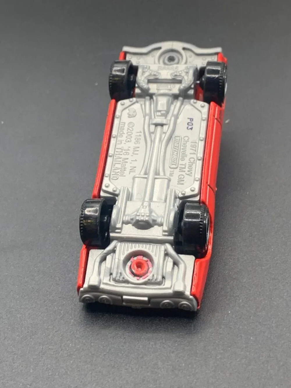 1:64 Matchbox Red Black Stripe 1971 Chevy Chevelle Convertible Diecast Car